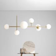 Joel-riippuvalaisin, messinki/valkoinen, 6-lamppuinen