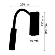 Rocco LED-seinävalaisin, matta nikkeli Flexarm punainen