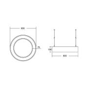 BRUMBERG Biro Circle Ring10 suora Ø 60 cm DALI musta 840