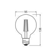 OSRAM LED Vintage 1906, G95, E27, 6,5 W, kultainen, 2400 K, himmeä.