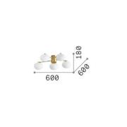 Ideal Lux Hermes kattovalaisin, valkoinen, 60 cm, 5-valo, lasi