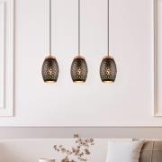 Riippuvalaisin Bidar, pituus 71 cm, musta-kultainen, 3-valo, metallia