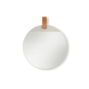 ferm LIVING peili Enter, Ø 45 cm, lasi, rauta, nahkahihna