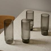 ferm LIVING Longdrink-lasi Ripple, harmaa, 300 ml, lasi, 4 kpl, sarja