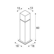 SLV Square Pole jalustavalaisin, korkeus 60 cm, harmaa, ruostumatonta