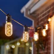 LED-aurinkokäyttöinen valoketju Vintage 365, 8-lamppuinen, lasi, IP44