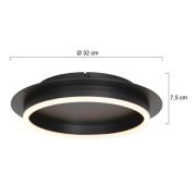 Ringlux LED-kattovalaisin, musta, Ø 32 cm, metallia