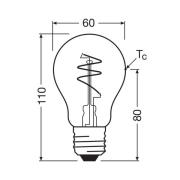 OSRAM LED Vintage E27 4,9W 2.700K Spiral Filament kultainen himmeä