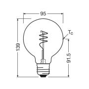 OSRAM LED Vintage G95 E27 3,4W 827 kierrehehkulanka kultainen