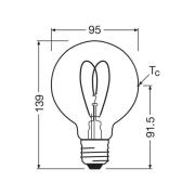 OSRAM LED Vintage G95 E27 8W 922 sydän hehkulamppu kultainen himmeä