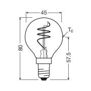 OSRAM LED Vintage E14 4.9W 922 pisara spiraali hehkulanka kultainen