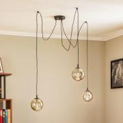 Riippuvalaisin Glassy 3-lamppuinen, hajavalo, lasi grafiitti