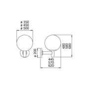 Ulkoseinävalaisin, pallo, muovia, Ø 35 cm, musta