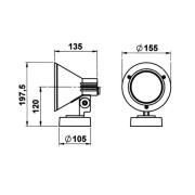 Seinävalaisin 643S, musta, IP54, E27, alumiini, kääntyvä, kääntyvä