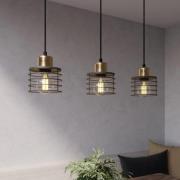 Riippuvalo Edison, musta/kupari, 3-lamppuinen, pitkä