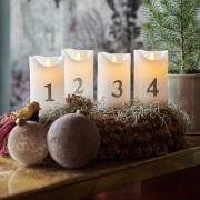 LED kynttilä Sara Advent 4kpl korkeus 12.5cm valkoinen/hopea