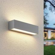 Lucande LED-ulkoseinävalaisin Lengo, 25 cm, hopea, 2-valo, alumiini