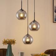 Lindby riippuvalaisin Jurian, 32 cm, 3-valo, musta/savu, lasia