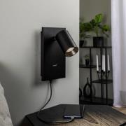 Arcchio kohdevalaisin Brinja, musta, metalli, USB-C, kytkin