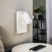Arcchio valonheitin Brinja, valkoinen, metalli, USB-C, kytkin, GU10