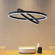 Arcchio LED-riippuvalaisin Albiona, musta, 2 rengasta, Ø 60 cm