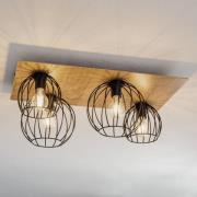 Kattovalaisin Malin, puinen kulmikas valaisinkupu, 4-lamppuinen