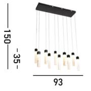 Moonbeam LED-riippuvalaisin, 10 valoa, musta, valkoinen, metallia