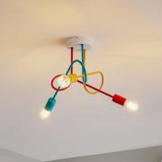 Kattovalaisin Oxford 3-lamppuinen oranssi/punainen/turkoosi