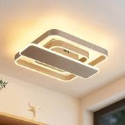 Lucande Linetti LED-kattovalaisin kulmikas nikkeli 40cm