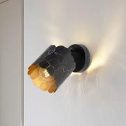 Lindby seinävalaisin Aralena, musta/kulta, 1-valo, Ø 12cm