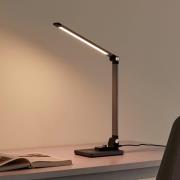 Lindby LED-pöytävalaisin Valtaris, harmaa, alumiini, CCT, himmennettäv...