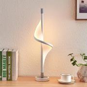 Lucande LED-pöytävalaisin Edano, 60 cm, valkoinen, tekstiili, himmenne...