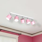 Kattokohdevalo Cloudy 5-lamppuinen vaaleanpunainen