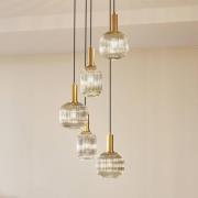 Lindby riippuvalaisin Doroteo, 5-lamppuinen, harmaa, lasi