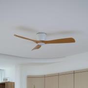 Lucande Smart LED kattotuuletin Moneno, valkoinen/puu, Tuya