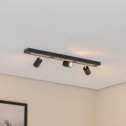 Kattokohdevalo Rodez, musta/kulta, pituus 80 cm, 3-lamppuinen.