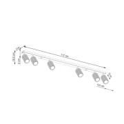 Kattovalaisin carbon, valkoinen, pituus 117 cm, alumiini, 6 valoa.