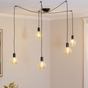 Riippuvalaisin Spider, musta, 5-lamppuinen