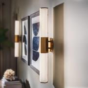 LED kylpyhuoneen seinävalaisin Facet Dual, messinki, 2-valo, leveys 66...