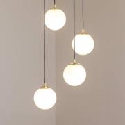 Riippuvalaisin Glassy, 4-lamppuinen, pyöreä, musta/opaali