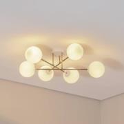 Kattovalaisin Glassy, 6-lamppuinen, valkoinen/kulta/opaali