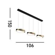 Aerial LED-riippuvalaisin, 3-valo, messinki/musta, teräs