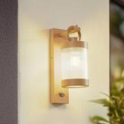 Lindby ulkoseinävalaisin Yrene, 20 cm, beige, sensori, aaltoilu