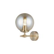 Portemo seinävalaisin, messingin värinen, korkeus 27 cm, lasi, rauta