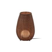 Bover LED-pöytävalaisin Amphora, ruskea/rotangonruskea, 47 cm