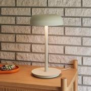 HÜBSCH LED-pöytävalaisin Velo, hiekanbeige, rauta, polykarbonaatti