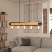 Layham riippuvalaisin, musta/vaalea puu, pituus 96 cm, 5-valo.