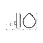 OSRAM LED-pistorasian yövalo LUNETTA RAINDROP, anturi, himmennettävä