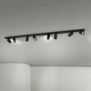 Kattokohdevalo Sean, musta, 8-lamppuinen, teräs, alumiini, GU10