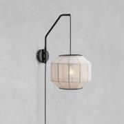Seinälamppu Asuka, Ø 27 cm, beige/musta, kangas/metalli